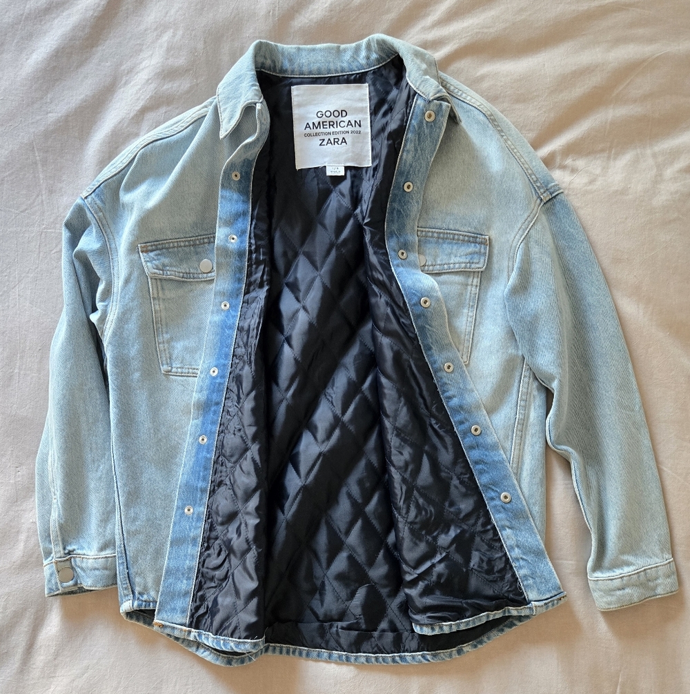 ZARA X GOOD AMERICAN ZW DENIM SHACKET, Small - Picture 10 of 15